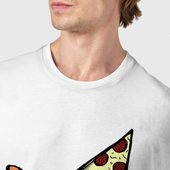 Футболка с принтом Pizza party для мужчины, вид на модели спереди №4. Цвет основы: белый