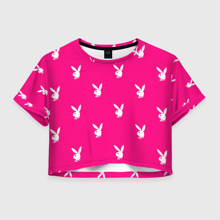 Женская футболка Crop-top с принтом PLAYBOY | ПЛЕЙБОЙ (Z), вид спереди №1