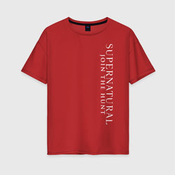 Supernatural: white logo – Женская футболка хлопок Oversize с принтом купить со скидкой в -16%