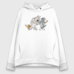 Tom and Jerry and Spike – Женское худи Oversize хлопок с принтом купить со скидкой в -20%