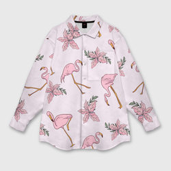 Розовый фламинго – Мужская рубашка oversize 3D с принтом купить