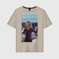 Cat Grant – Женская футболка хлопок Oversize с принтом купить со скидкой в -16%