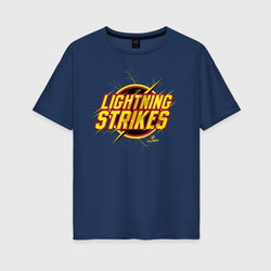 Lightning Strikes – Женская футболка хлопок Oversize с принтом купить со скидкой в -16%