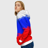 Толстовка с принтом Россия для женщины, вид на модели спереди №3. Цвет основы: белый