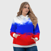 Толстовка с принтом Россия для женщины, вид на модели спереди №4. Цвет основы: белый