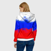 Толстовка с принтом Россия для женщины, вид на модели сзади №2. Цвет основы: белый