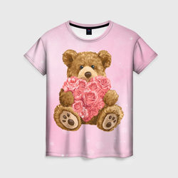 Плюшевый медведь  с сердечком – Женская футболка 3D с принтом купить со скидкой в -26%