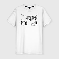 Зебра Banksy – Мужская футболка хлопок Slim с принтом купить