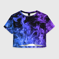 Фиолетовый огонь – Женская футболка Crop-top 3D с принтом купить