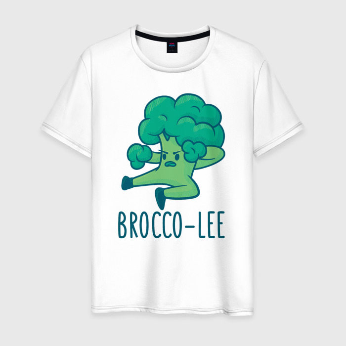Мужская футболка из хлопка с принтом Brocco Lee, вид спереди №1