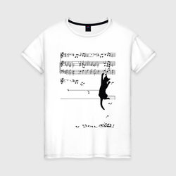 Music cat – Женская футболка хлопок с принтом купить со скидкой в -20%