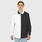 Рубашка с принтом Просто чёрно-белый для любого человека, вид спереди №2. Цвет основы: белый