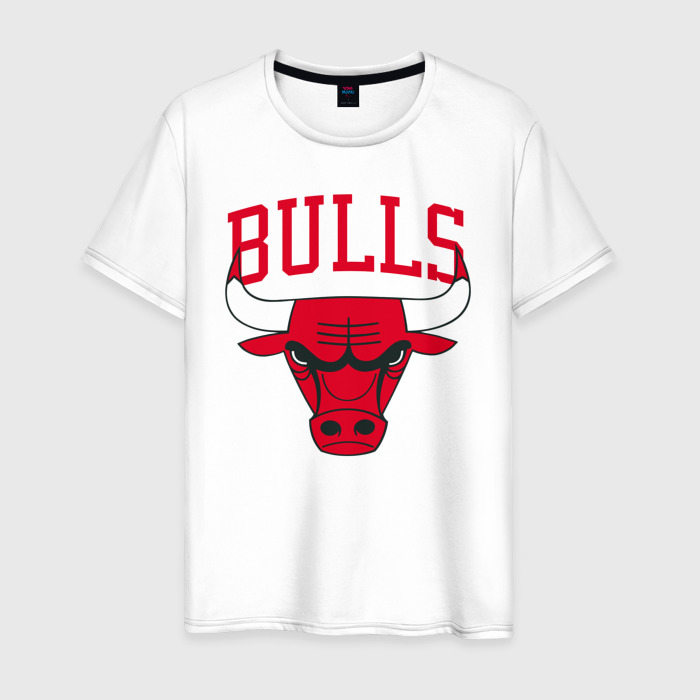 Мужская футболка из хлопка с принтом Bulls, вид спереди №1