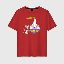 Animaniacs. Брейн, Пинки – Женская футболка хлопок Oversize с принтом купить со скидкой в -16%