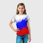 Футболка с принтом Россия для ребенка, вид на модели спереди №3. Цвет основы: белый