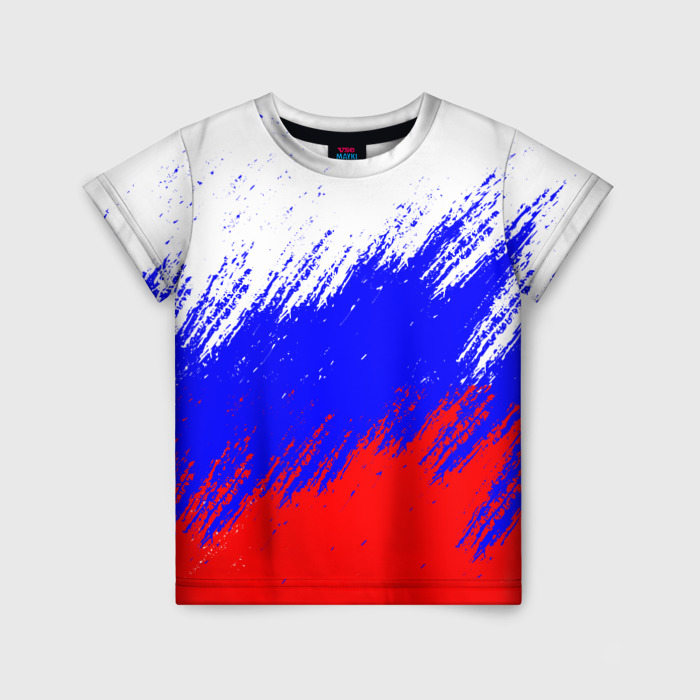 Детская футболка с принтом Россия, вид спереди №1