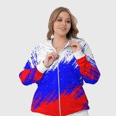 Костюм с принтом Россия для женщины, вид на модели спереди №4. Цвет основы: белый