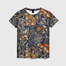 Узор орнамент цветы этно – Женская футболка 3D с принтом купить со скидкой в -23%