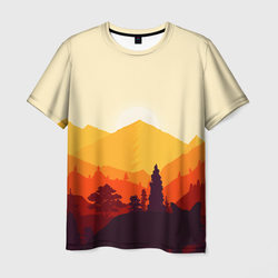 Горы закат пейзаж лиса арт – Мужская футболка 3D с принтом купить со скидкой в -23%