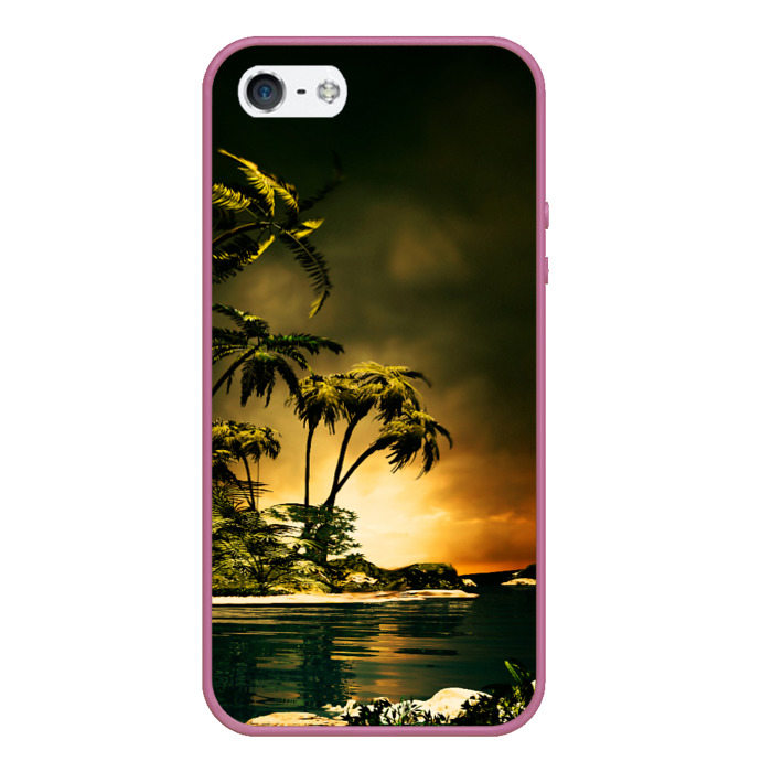 Чехол для iPhone 5/5S матовый с принтом Райский остров, вид спереди №1