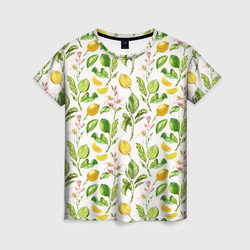Летний узор лимон ветки листья – Женская футболка 3D с принтом купить со скидкой в -23%