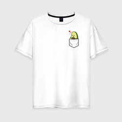 Авокадо в кармане  – Женская футболка хлопок Oversize с принтом купить со скидкой в -16%