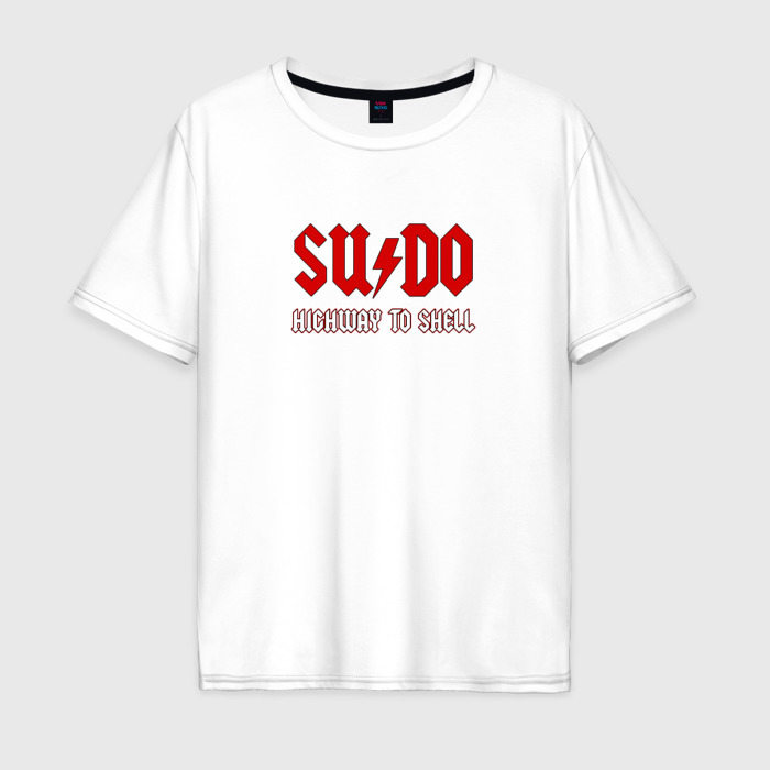 Мужская футболка из хлопка оверсайз с принтом Sudo. Highway to shell, вид спереди №1