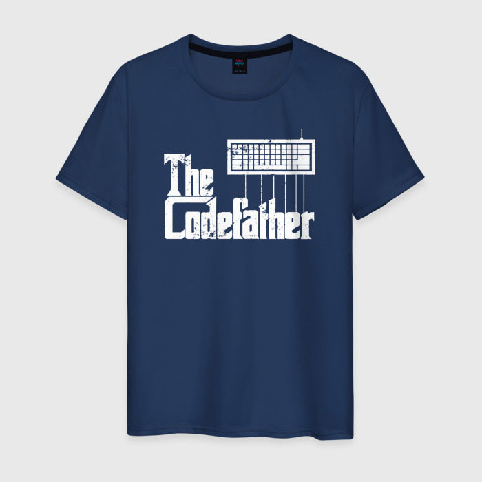 Мужская футболка из хлопка с принтом The Codefather. Кодный отец, вид спереди №1