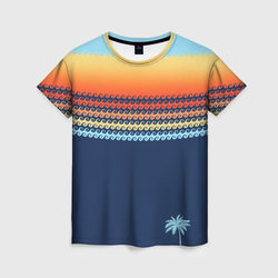 Летние волны и пальма – Женская футболка 3D с принтом купить со скидкой в -23%