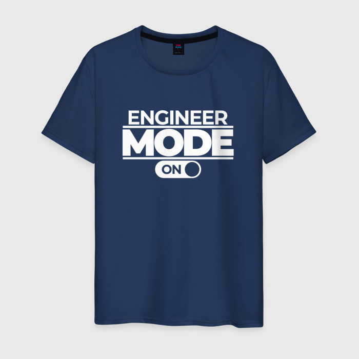 Мужская футболка из хлопка с принтом Engineer Mode On, вид спереди №1