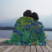 Плед с принтом Ирисы Ван Гога для любого человека, вид спереди №2. Цвет основы: 3d (велсофт)