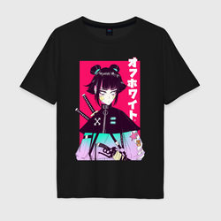 Девушка самурай стильная – Мужская футболка хлопок Oversize с принтом купить со скидкой в -16%
