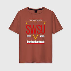 SWSU – Женская футболка хлопок Oversize с принтом купить со скидкой в -16%