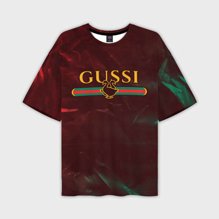 Мужская футболка Oversize с принтом Gussi гуси, вид спереди №1