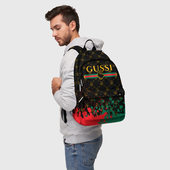 Рюкзак с принтом Gussi гуси для любого человека, вид спереди №2. Цвет основы: белый