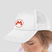 Кепка с принтом Марио для ребенка, вид на модели спереди №4. Цвет основы: белый