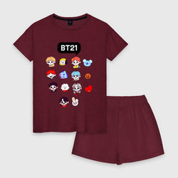 BTS BT21 – Женская пижама с шортиками хлопок с принтом купить со скидкой в -15%