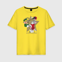 Том и Джерри – Женская футболка хлопок Oversize с принтом купить со скидкой в -16%