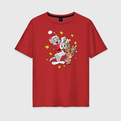 Tom and Jerry – Женская футболка хлопок Oversize с принтом купить со скидкой в -16%