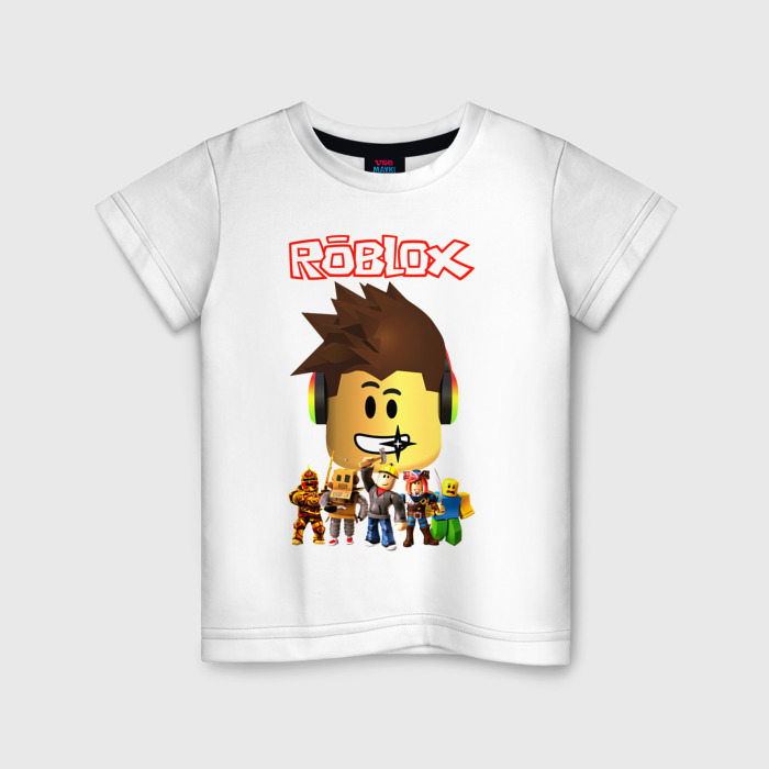 Детская футболка из хлопка с принтом Roblox, вид спереди №1