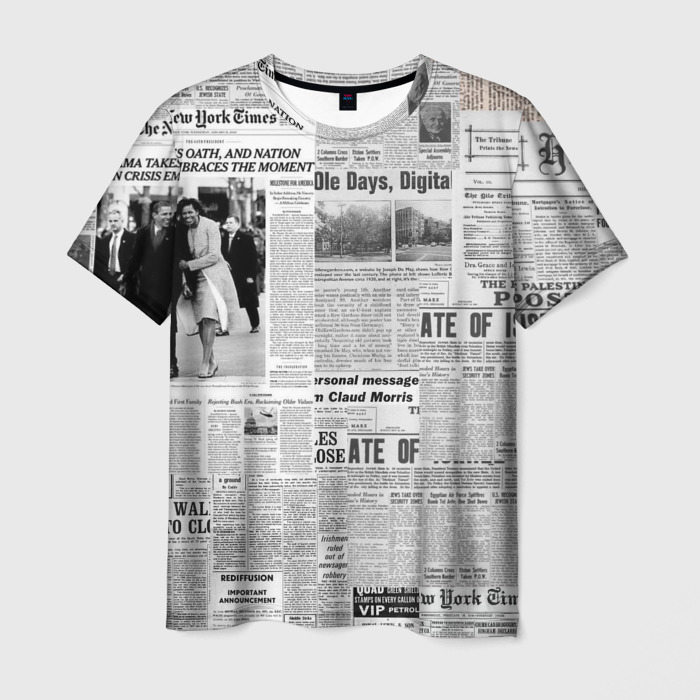 Мужская футболка с принтом Газета Newspaper, вид спереди №1