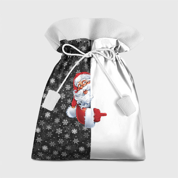 Подарочный мешок с принтом Дедушка Мороз, вид спереди №1