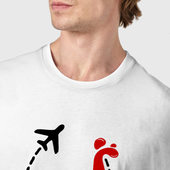Футболка с принтом Истребитель сухого для мужчины, вид на модели спереди №4. Цвет основы: белый