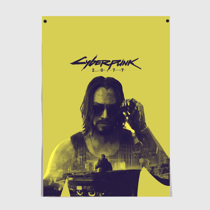 Постеры с принтом Cyberpunk 2077, вид спереди №1