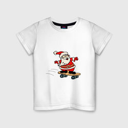 Санта на скейтборде – Детская футболка хлопок с принтом купить со скидкой в -20%