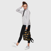Рюкзак с принтом Лисы для женщины, вид на модели спереди №4. Цвет основы: белый