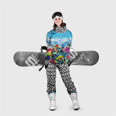 Накидка с принтом Палитра сноуборд для любого человека, и мужчины, и женщины, вид спереди №4. Цвет основы: белый