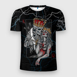 The Skull King and Queen – Мужская футболка 3D Slim с принтом купить со скидкой в -11%
