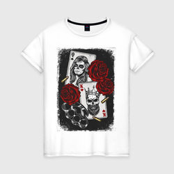 The Skull King and Queen – Женская футболка хлопок с принтом купить со скидкой в -20%
