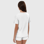 Пижама с принтом Славянский оберег Кони для женщины, вид на модели сзади №2. Цвет основы: белый